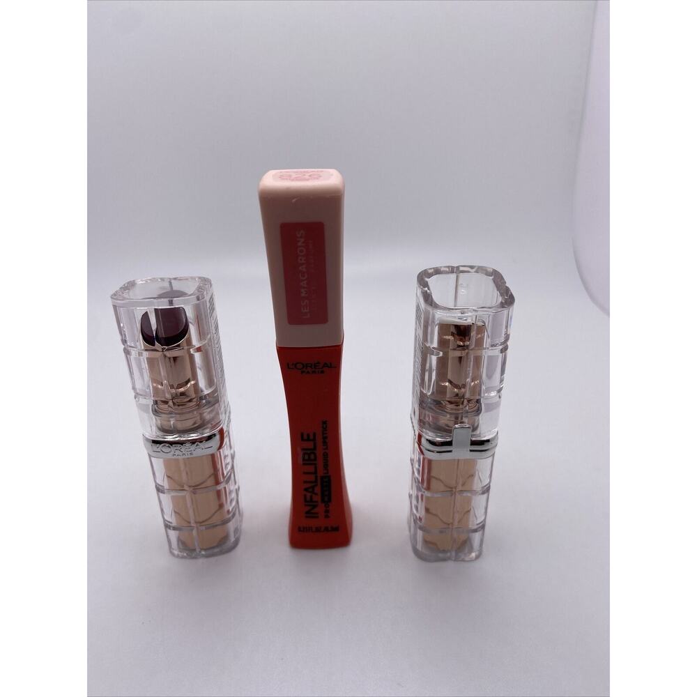 Lot of 2 L'Oreal Paris Colour Riche Plump & Shine Lipstick & 1 L’Oreal Infallibl